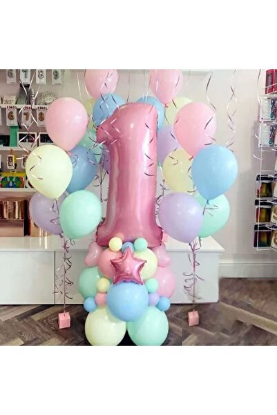 DÜVENCİ TİCARET Çıtıpıtıstore Makaron Renkli 1 Yaş Balon Set