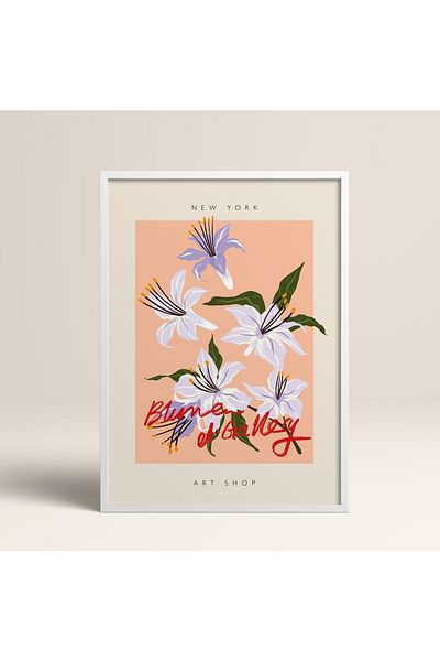HOMEPACK Tablou cu rame din lemn alb Poster cu rame Decor artistic modern de perete (ABSTRACT52-WHITE-30X40)