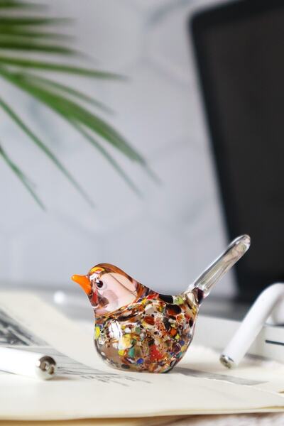 ADAMODART Renk Geçişli Minyatür El Yapımı Kuş Biblo - Pembe