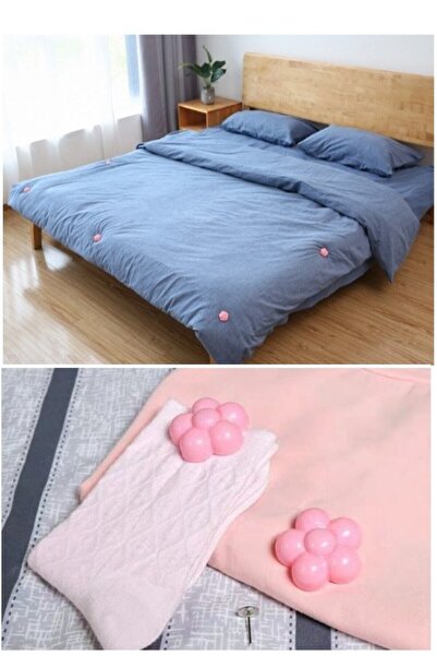 Seram Collection 8 Adet Çok Amaçlı Kılıf Sabitleyici Düzenleyici Yorgan Sabitleme Iğnesi Düğmeli Klips Gül Pembe