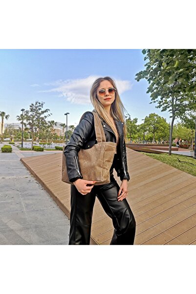 VUDİGO Mumlu Kanvas Omuz Çantası Tote Bag