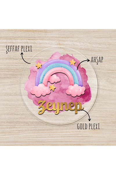 GRAFİLLİ DESİGN Transparent Plexiglass Baby Birthday Magnet with Embossed Figure Card 10 Pieces