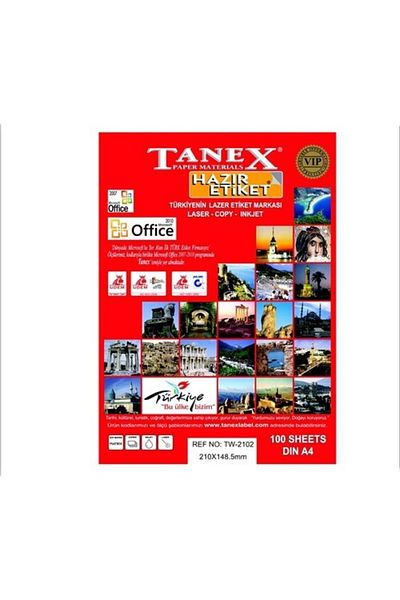Tanex Laser Label TW-2102 500 A4 Pages Laser Label 210 X 148.5 Mm Size 2 Labels in 1 A4 Sheet