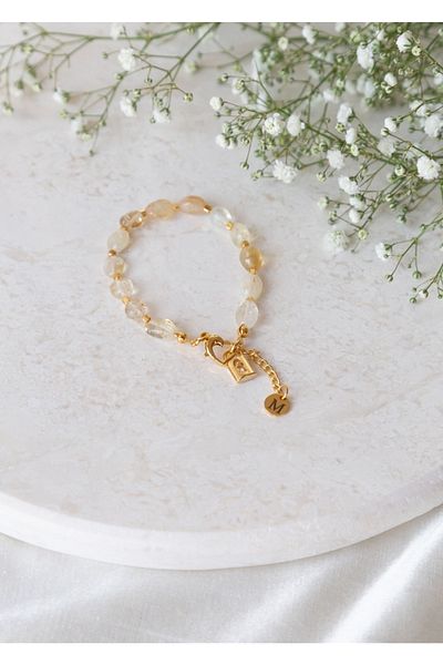 CHARMLUCKY Natural Citrine Stone Bracelet
