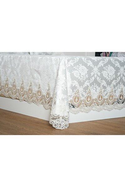 Finezza Beste French Lace Silvery Jacquard Fabric Silver Bedspread 3 Pieces -1448