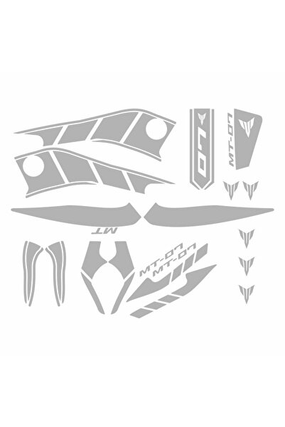 Gogo Yamaha Mt07 2014 - 2017 Uyumlu Beyaz Sticker Set