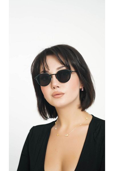 TomyHelf Women's Sunglasses OvalBlack Frame Black Glass