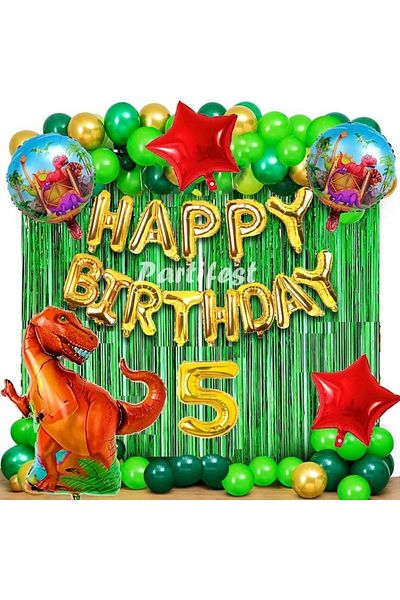 Parti Station Dinosaur 5 Year Old Balloon Set Dinosaur Concept Helium Balloon Set Dinosaur Birthday Set
