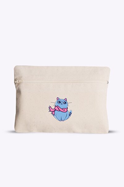 colorebel Bilge Kedi Baskılı Doğal Kumaş, Kanvas Cüzdan