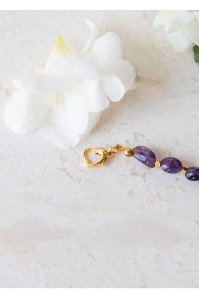 CHARMLUCKY Natural Amethyst Stone Bracelet