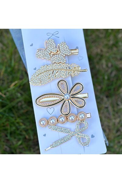 QUEEN AKSESUAR Cristal de lux cu bijuterii din metal auriu, lateral, set de c...