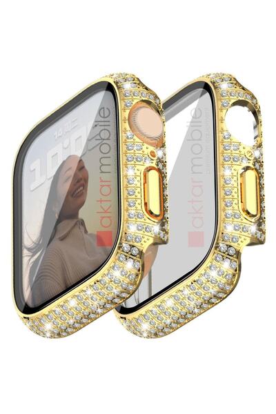 AktarMobile Watch 7 8 9 41 Mm Uyumlu Ekran Koruyucu & Kasa Koruma Full Taşlı ...