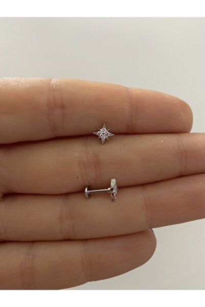 Arescollection Cerrahi Çelik Arkası Düz Labret Tragus Helix Lobe Conch Uyumlu Piercing Küpe