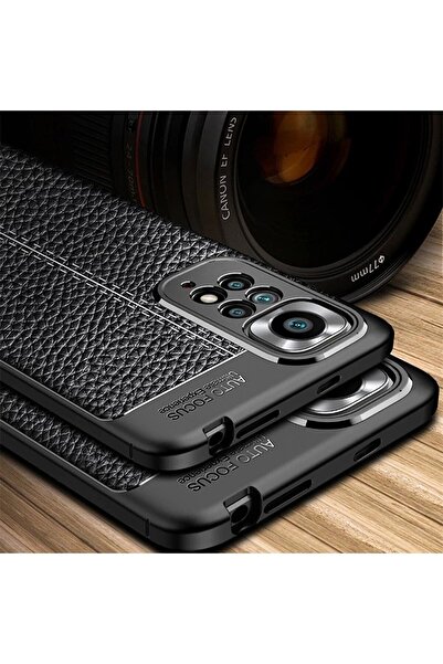 Fibaks Redmi Note 12 Pro Kılıf Kamera Korumalı Deri Görünümlü Dikiş Desenli N...