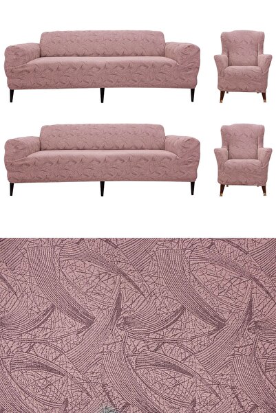 FurkanTicaret Canapea jacquard, canapea extensibilă, husă de canapea model Sehra 3-2-1-1 husă de scaun elastică lavabilă