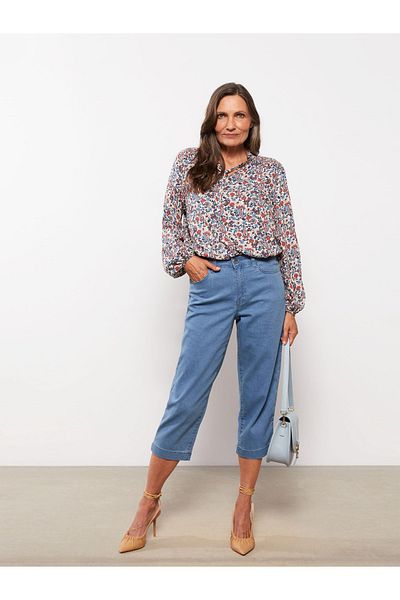 LC Waikiki Dámské rodeo Jean Capri - úzký střih rovného střihu
