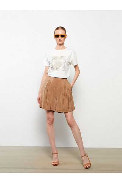 LC Waikiki Bequeme Passform, schlichte Damen-Shorts mit elastischem Bund