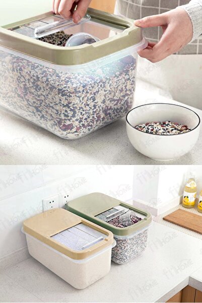 fitfiyat Multibox 10 Liter Sliding Lid Multi-Purpose Flour Food Dry Pulses Food Storage Container 3 Pieces!