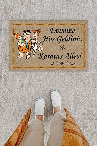 royalmoni Kişiye Özel Üretim Hoş Geldiniz Karataş Aile Yazılı Kapı Önü Paspası