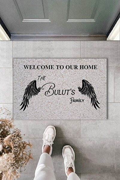 royalmoni Kişiye Özel Tasarım Welcome To Our Home Paspas 70x45 Cm - Çok Amaçlı Kapı Önü Paspası