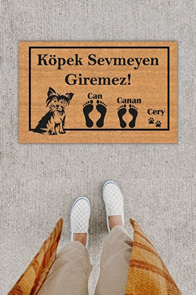 royalmoni Kişiye Özel Üretim Sevimli Köpek Kapı Önü Paspası