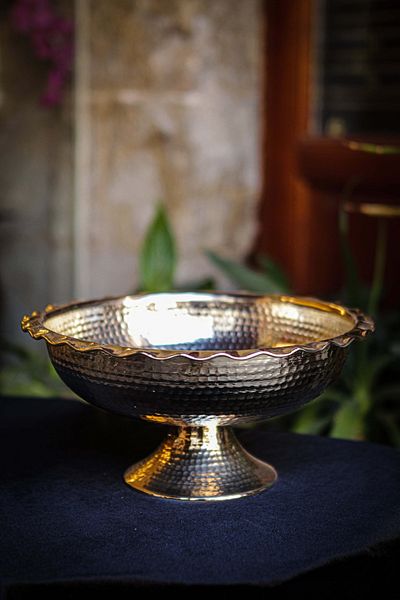 ANTEPSEPETİ Copper Silver Plated Fruit Bowl