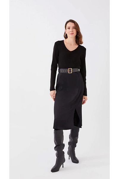 LC Waikiki Fustă de damă din satin uni cu potrivire standard