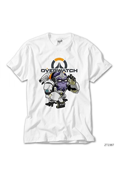 Z zepplin Tricou alb unisex Overwatch Winston Tee