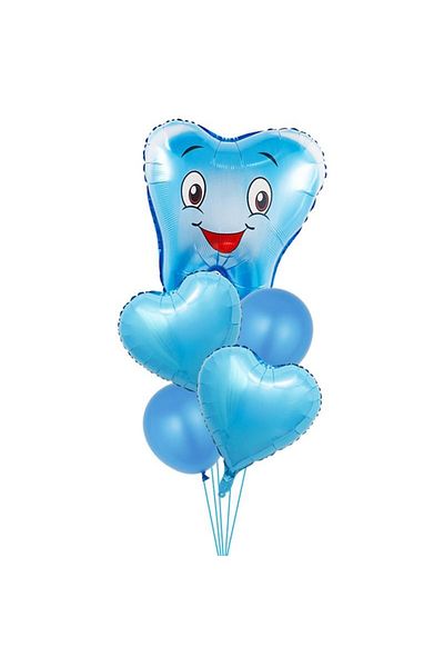 Parti Station Tooth Wheat Balloon Set My First Teeth Foil Balloon Set Concept Birthday Set Age Balloon
