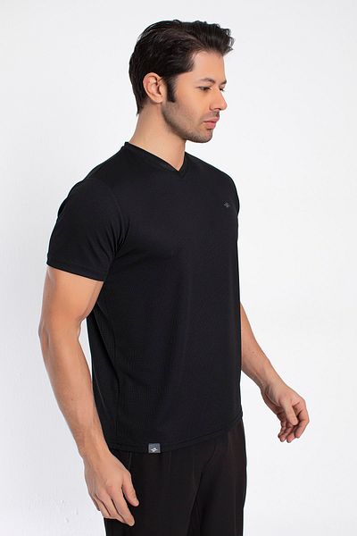 Crozwise 7136-10 Ανδρικό αθλητικό μπλουζάκι από βαμβακερό τετράγωνο κυψελωτό V-λαιμόκοψη