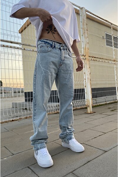 XPUPPETWEAR Yıldırım Detay Açık Buz Mavi Loose Fit Jean