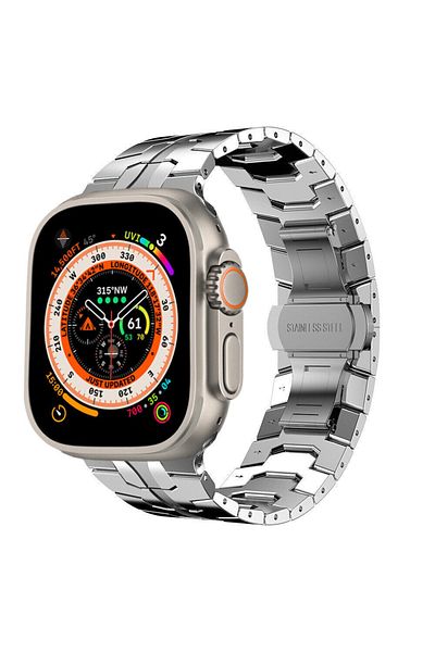 Nezih Case ساعة ابل 2/3/4/5/6/7/8/9/se/ultra/ultra 2 42mm 44mm 45mm 49mm سوار من الستانلس ستيل مع وصلة