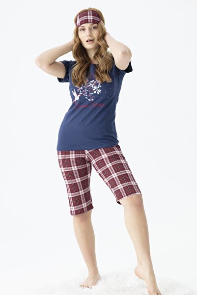 Pemilo طقم بيجامة كابري بأكمام قصيرة منقوشة على شكل عين 3100-23 للسيدات باللو...