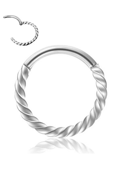 MAZEN Burgulu Gümüş Renk Cerrahi Çelik Tragus Helix Piercing Küpe Tam Tur Piercing ( Beden Seçenekli)