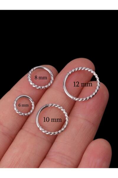 MAZEN Burgulu Gümüş Renk Cerrahi Çelik Tragus Helix Piercing Küpe Tam Tur Piercing ( Beden Seçenekli)