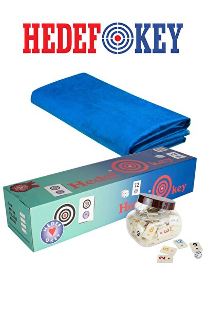 Hedef Plastik Istaka okey Takımı Çuha Mavi Masa Örtüsü Set