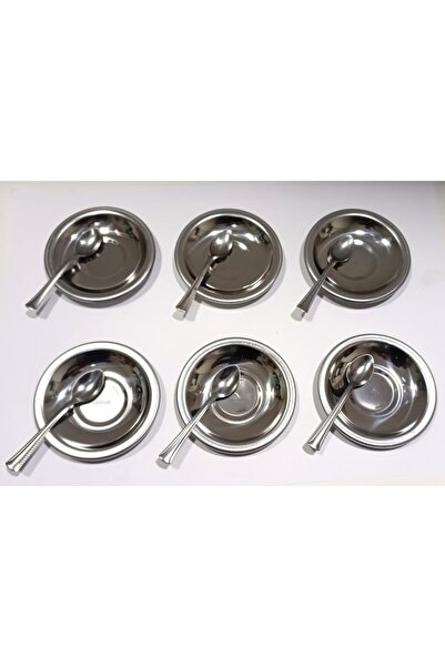 abnturk 12li Set Paslanmaz Ince Çelik 6 Adet Çay Tabağı 6 Kaşığı Günlük Harcı...