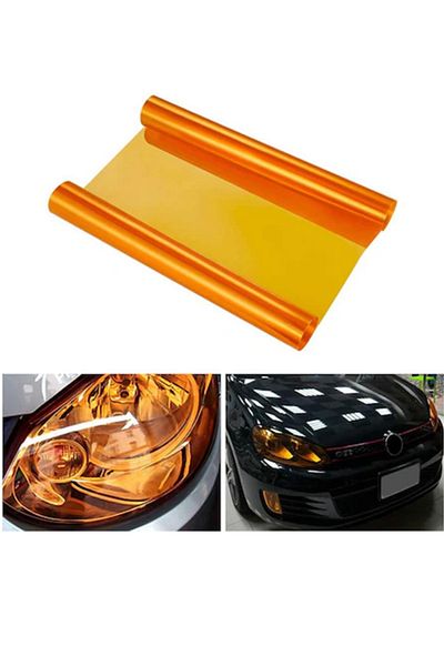 MeyZone Headlight Stop Film Headlight Foil Orange Headlight Scratch Anti-Scratch Foil 100cm X 30cm