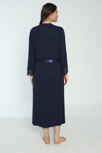 Miss Dünya Lissa Lacivert Hamile Ve Lohusa Sabahlık Gecelik Takımı