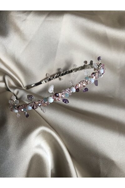 Doğa Art & Craft Κρυστάλλινη νυφική ​​τιάρα με ροζ χαλαζία και αμέθυστο από φ...