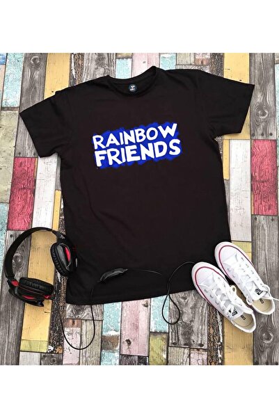 RYO FASHİON Tricou negru cu mânecă scurtă Rainbow Friends pentru copii