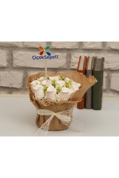 StoneGiftDesign Beyaz Masumiyet Gonca Güllerin Zerafeti Buket Saksıda Kokulu ...