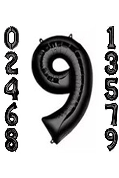 ikm balon 9 Rakam 34 Inç / 76 Cm Siyah Folyo Balon / Helyumlu Doluma Uygun