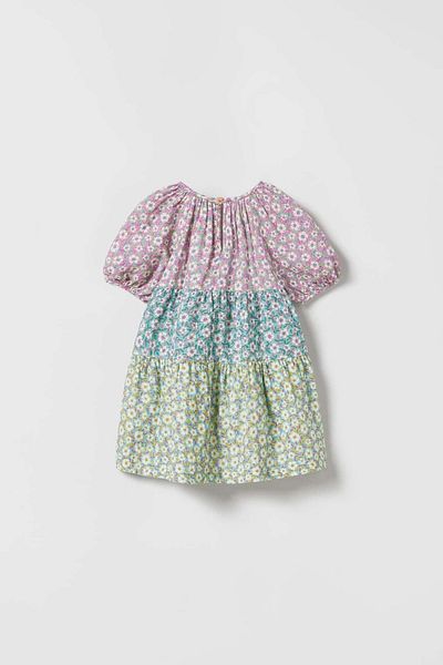 Magu Girl's Tiered Flounce Design Floral Dress