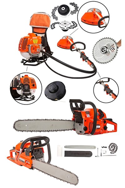SCHUTZENGER 2'li 7.9 Hp Benzinli Zinçirli Odun Ağaç Kesme Motoru Ve Sırttan Ç...