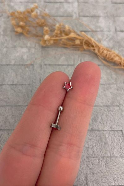 Jaida Moda Women's Red Star Figure Steel Tragus Helix Cartilage Piercing