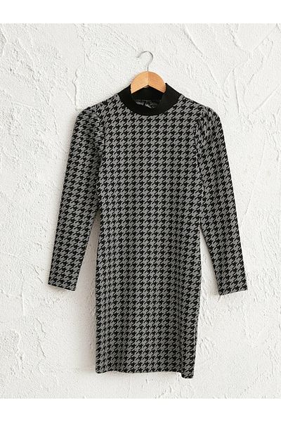 LC Waikiki Rochie neagră de damă cu model Houndstooth din stilul tău fashion