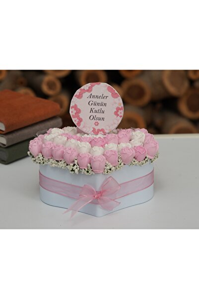 StoneGiftDesign Anneler Günün Kutlu Olsun Özel Tasarım Kalp Saksıda Minik Gül...