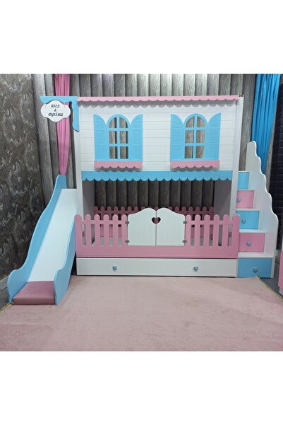 bebetu mobilya Alaçatı Kaydıraklı Yavru Yataklı Ranza