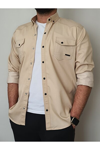greenhills Yxc Slim Fit Erkek Kot Gömlek Bej 00037